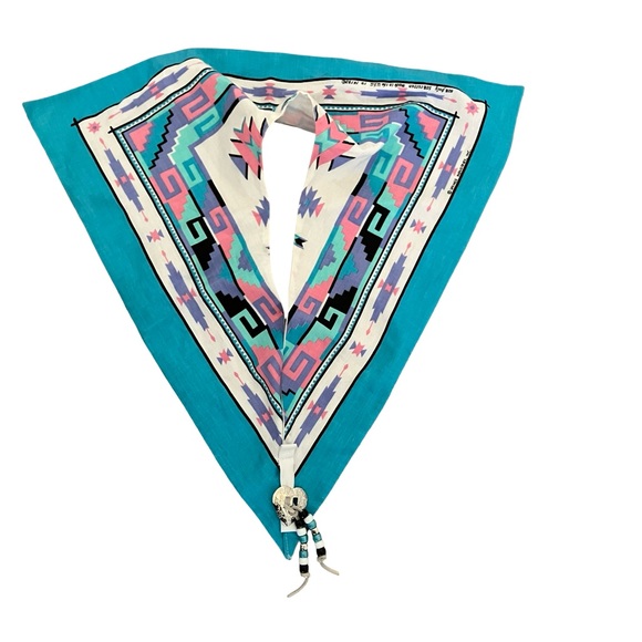 Spring Industries Accessories - VTG Springs Industries Bandana Aztec Southwestern Print USA Made Jeweled Decor